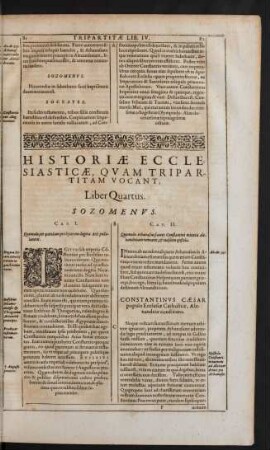 Historiae Ecclesiasticae Quam Tripartitam Vocant, Liber Quartus.