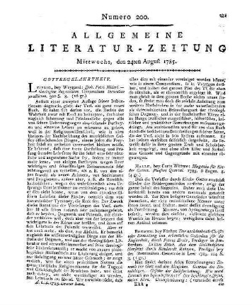Magazin der Philosophie und schönen Literatur. H. 1-2. [Hrsg. v. B. von Reith u. M. Engel]. Mainz; Leipzig: Göschen 1785