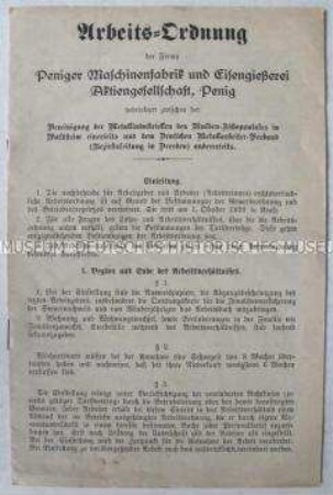 Arbeitsordnung einer Maschinenfabrik