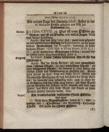 Am andern Tage des Zweyten Jubel-Festes.