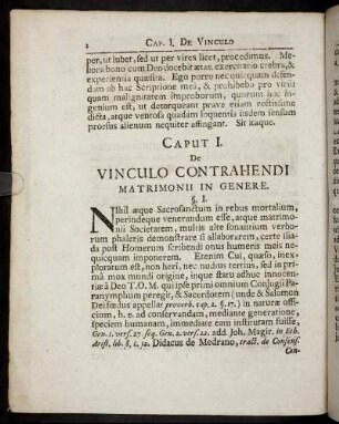Caput I. De Vinculo Contrahendi Matrimonii In Genere.