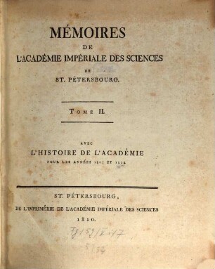 Mémoires de l'Académie Impériale des Sciences de St. Pétersbourg. 2, 2. 1807/08 (1810)