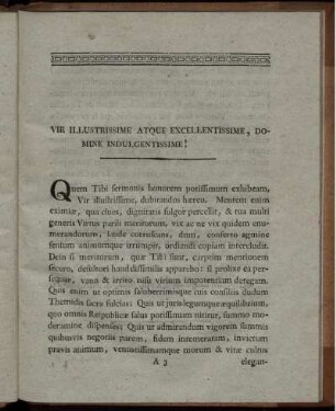 Vir Illustrissime Atque Excellentissime, Domine Indulgentissime!