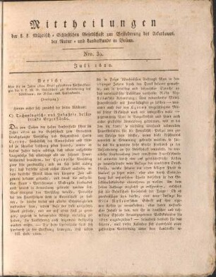 Mittheilungen. Nro. 30. Juli 1822.