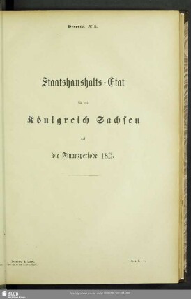 Staatshaushalts-Etat für das Königreich Sachsen auf die Finanzperiode 1882/83
