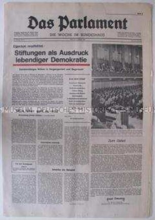 Wochenzeitung "Das Parlament" über die Bedeutung von Stiftungen