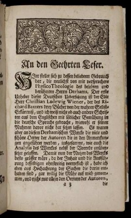 An den Geehrten Leser.