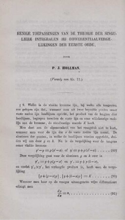 Eenige toepassingen van de theorie der singuliere integralen bij differentiaalvergelijkingen der eerste orde. [Fortsetzung]