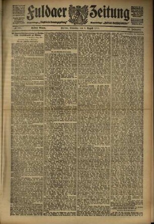 Erste Ausgabe vom Dienstag, den 08. August 1911.