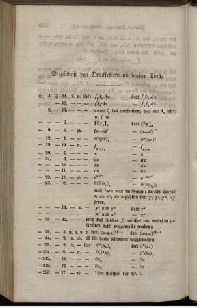 Verzeichniß von Druckfehlern im fünften Theile.