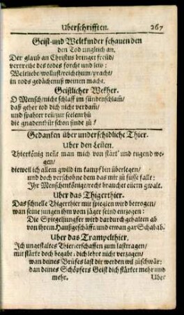 Gedanken über underschidliche Thier.