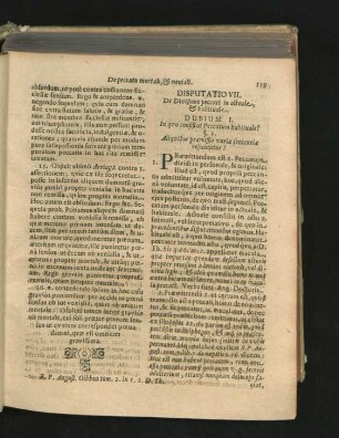 Disputatio VII. De Divisione peccati in actuale & habituale.