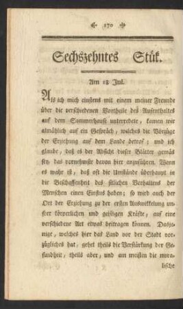 Sechszehntes Stük. Am 18 Jul.