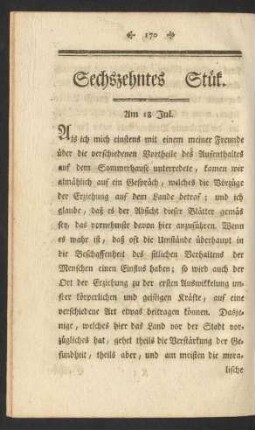Sechszehntes Stük. Am 18 Jul.