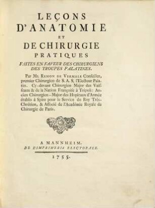 Leçons d'anatomie et de chirurgie pratiques