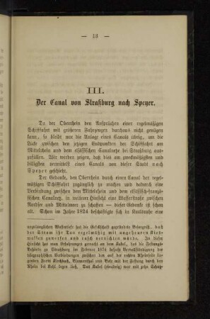 III. Der Canal von Straßburg nach Speyer.