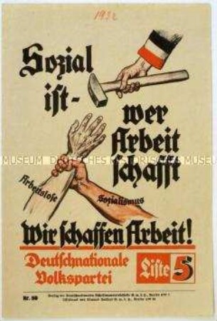 Aufruf der Deutschnationalen Volkspartei zur Reichstagswahl