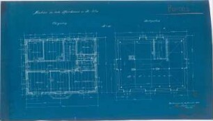 Pfarrhaus (und Entwurf für eine Kirche), Bochum-Hordel: Grundrisse Ober- und Dachgeschoss 1:50