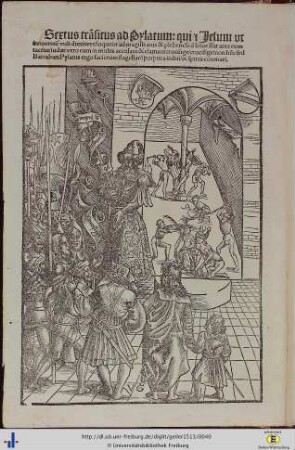 Holzschnitt “Sextus tra[n]situs ad Pylatum…”