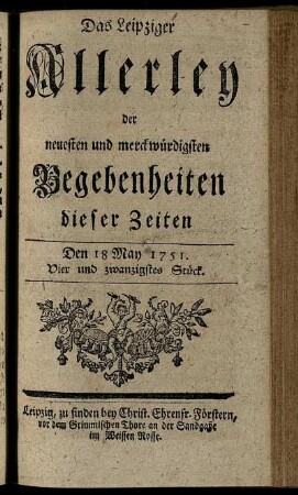 Den 18 May 1751. Vier und zwanzigstes Stück.