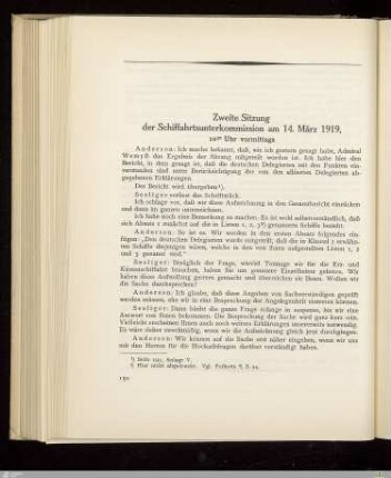 Zweite Sitzung der Schifffahrtsunterkommission am 14. März 1919