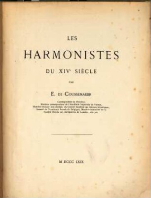 Les Harmonistes du XIVe siècle