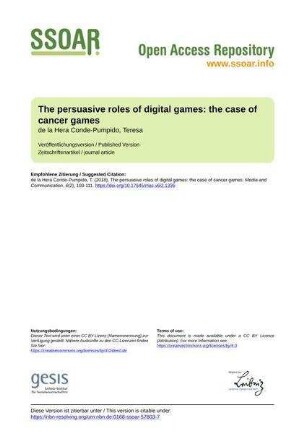 The persuasive roles of digital games: the case of cancer games
