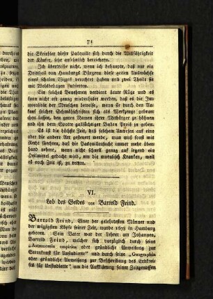 VI. Lob des Geldes von Bartold Feind.