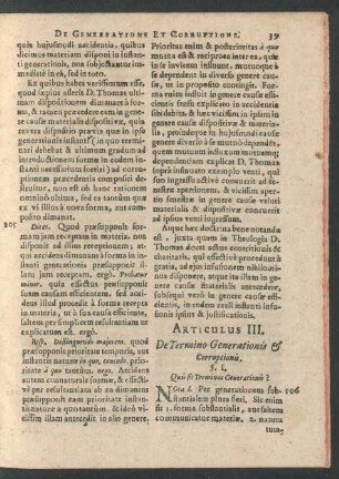 Articulus III. De Termino Generationis [et] Corruptionis.