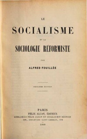 Le socialisme et la sociologie réformiste