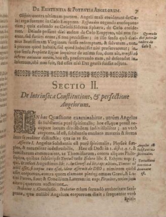 Sectio II. De Intrinseca Constitutione, & perfectione Angelorum.