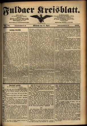 Ausgabe vom Mittwoch, den 12. April 1905.