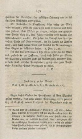 293-296 Nachtrag zu der Materie: Das Collegialsystem der Protestanten