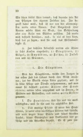 1. Die Säugethiere