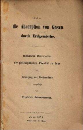 Ueber die Absorption von Gasen durch Erdgemische