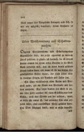 Ueber Verschwendung und Schuldenmachen.