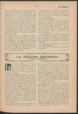 Las relaciones diplomáticas : (Ruptura y suspención)