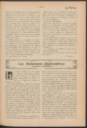 Las relaciones diplomáticas : (Ruptura y suspención)