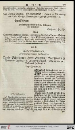 Lit. T. Notæ illustrantes Ad Numerum tertium Durlacensem