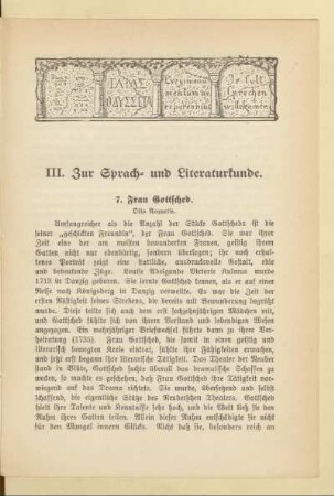 III. Zur Sprach- und Literaturkunde
