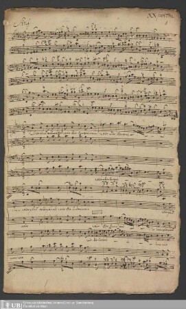 Ms. Ff. Mus. 1517 - Am 20. Sonnt. nach Trinit. : Wir sind allesamt wie die Unreinen pp. : S. A. T. B., 2 violini, 2 hautbois se piace, 1 viola, violoncello et organo : 1727 comp.