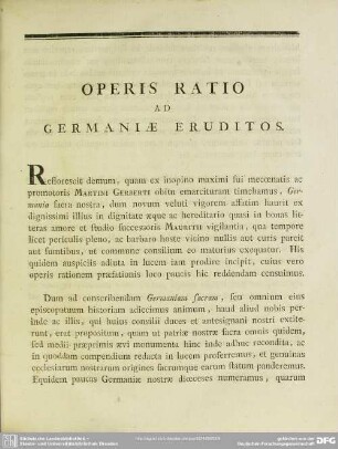 Operis Ratio Ad Germaniae Eruditos