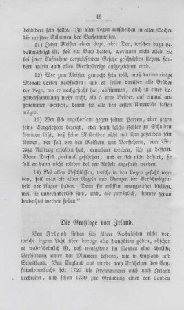 Die Großloge von Irland.
