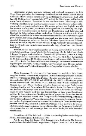 Burmester, Heinz :: Drei schnelle Frachtsegler und ihre Zeit : Hamburg, 1980