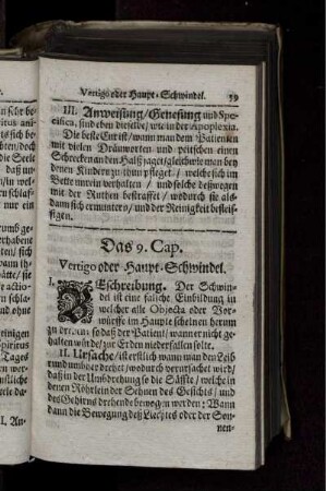 Das 9. Cap. Vertigo oder Haupt-Schwindel.