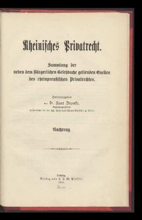 Rheinisches Privatrecht / Nachtrag