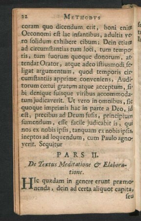 Pars II. De Textus Meditatione & Elaboratione