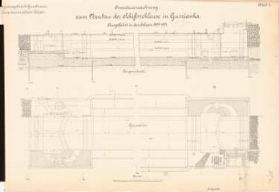 Schleuse, Guszianka: Grundriss, Schnitt 1:100