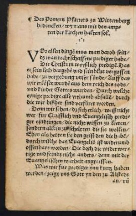 Des Pomern Pfarrers zu Wittemberg bedencken/ wy mans mit den ampten der kirchen halten sol.