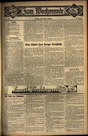 Dritte Ausgabe vom Sonntag, den 14. August 1932.